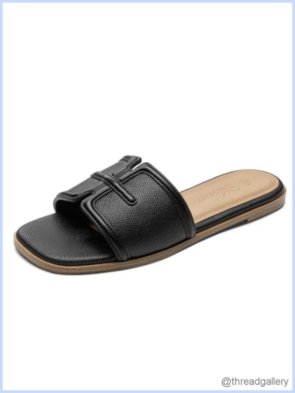 Women's Slide Sandals Square Toe Slip On Cushioned Comfort Flat